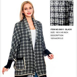 Uniquely Designed Black/Gold  Poncho